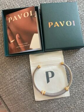PAVOI Two-Tone Silver and Gold Cable Cuff Bracelet